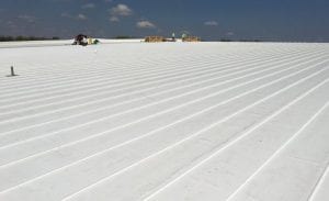 A TPO roof on a San Antonio commercial roofing system