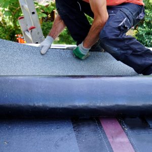 Picture of a worker waterproofing a roof