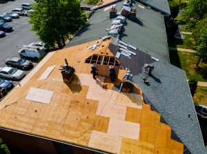 Picture of a roof being worked on by the WeatherTech roofing team