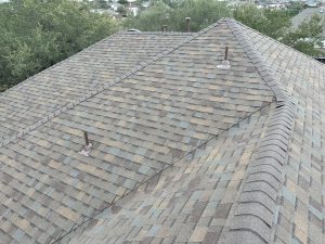Close-up view of a new shingle roof installation by WeatherTech Roofing in Alamo Heights, San Antonio.
